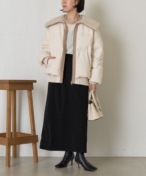 Jena espace merveilleux(ジェナ エスパスメルヴェイユ)の「ボアカラーラインジャケット(その他アウター・レディース・モカ/アイボリー・FREE)」の3枚目の写真