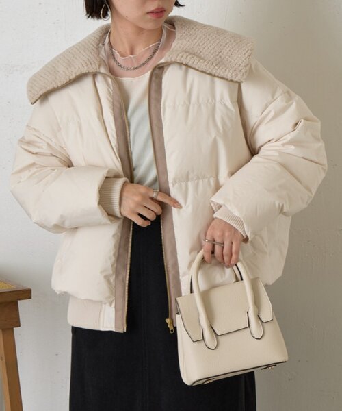 Jena espace merveilleux(ジェナ エスパスメルヴェイユ)の「ボアカラーラインジャケット(その他アウター・レディース・モカ/アイボリー・FREE)」の5枚目の写真