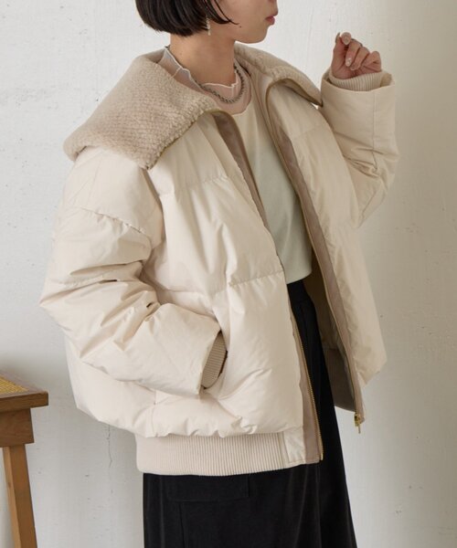 Jena espace merveilleux(ジェナ エスパスメルヴェイユ)の「ボアカラーラインジャケット(その他アウター・レディース・モカ/アイボリー・FREE)」の6枚目の写真