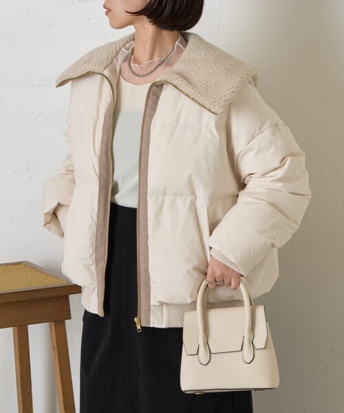 Jena espace merveilleux(ジェナ エスパスメルヴェイユ)の「ボアカラーラインジャケット(その他アウター・レディース・モカ/アイボリー・FREE)」の7枚目の写真