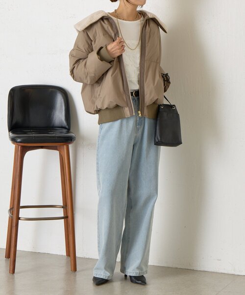 Jena espace merveilleux(ジェナ エスパスメルヴェイユ)の「ボアカラーラインジャケット(その他アウター・レディース・モカ/アイボリー・FREE)」の12枚目の写真