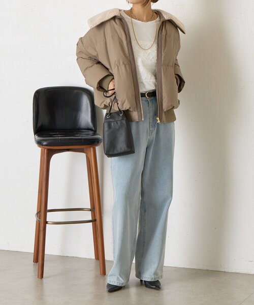 Jena espace merveilleux(ジェナ エスパスメルヴェイユ)の「ボアカラーラインジャケット(その他アウター・レディース・モカ/アイボリー・FREE)」の13枚目の写真