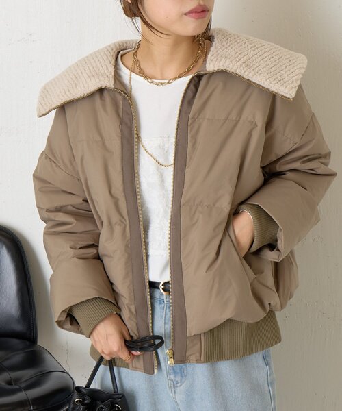 Jena espace merveilleux(ジェナ エスパスメルヴェイユ)の「ボアカラーラインジャケット(その他アウター・レディース・モカ/アイボリー・FREE)」の16枚目の写真