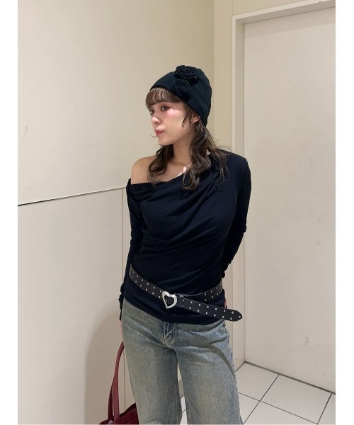 SLY（スライ）の「HEART STUDS BELT ハート スタッズ ベルト 秋服 冬服（ベルト・レディース・ブラック・FREE）」の9枚目の写真