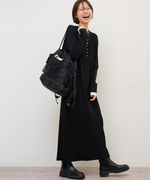 JOURNAL STANDARD relume（ジャーナルスタンダード　レリューム）の「【MULTI FUNC+】ヘンリーネックニットワンピース（ワンピース・レディース・ブラック/ブラウン・FREE）」の5枚目の写真