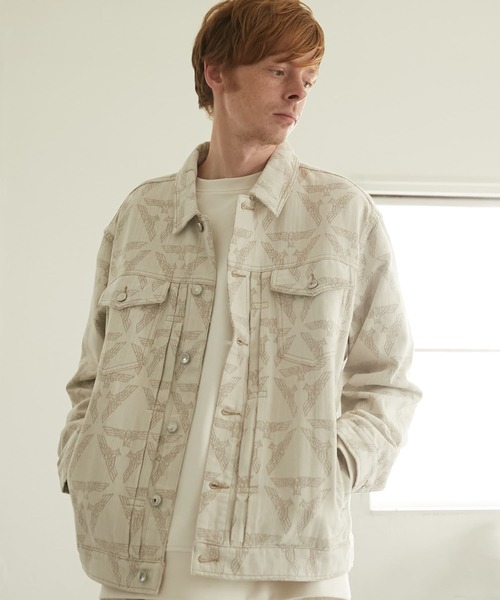 セール】【BOY LONDON】EAGLE JACQUARD DENIM JACKET KHAKI（デニム 