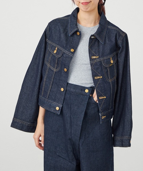 Lee（リー）の「Lee/リー ライダースデニムジャケット 上質コットン100％ セットアップ可 ジージャン（デニムジャケット・レディース・ブルー/ブラック系その他/インディゴブルー・MEDIUM/SMALL）」の2枚目の写真