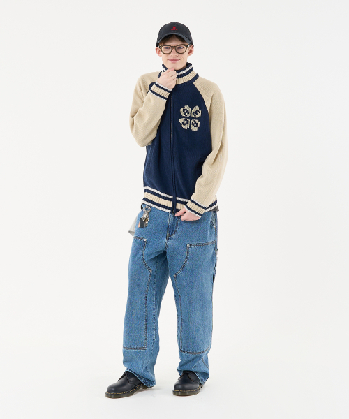 AECA（エイカ）の「AECA RAGLAN COLOR BLOCK ZIP UP KNIT-NAVY（ニット/セーター・メンズ・その他・LARGE/MEDIUM/SMALL）」の3枚目の写真
