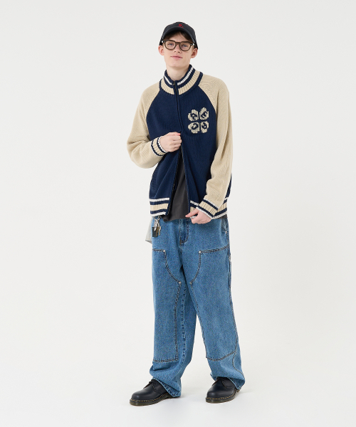 AECA（エイカ）の「AECA RAGLAN COLOR BLOCK ZIP UP KNIT-NAVY（ニット/セーター・メンズ・その他・LARGE/MEDIUM/SMALL）」の4枚目の写真