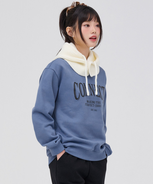 CHASECULT（チェイスカルト）の「ユニセックスエッセンシャル裏起毛グラフィックスウェットシャツ-ブルー（スウェット・メンズ・ダークブルー・90/100/110/95/105）」の5枚目の写真