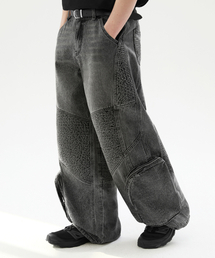 TRILLION（トリリオン）の「Biker 3D Pocket Washing Balloon Fit Denim Pants [Light Grey]（デニムパンツ）」