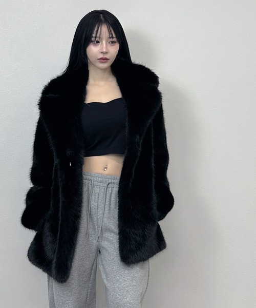 ミュウミュウ　ファーティペット　ボレロ　ゴート　やぎ毛皮　カーリーヘア　黒　XL ミュウミュウ ファーティペット ボレロ ゴート やぎ毛皮 カーリーヘア