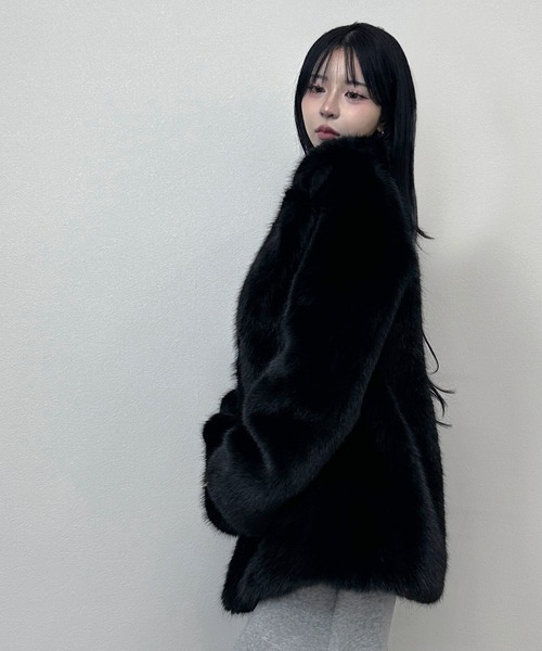 ボリュームフェイクファーミディコート（その他アウター）｜FOLLOWIN