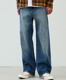 NODU（ノードユー）の「ADN デイリーセミワイド切り替えウォッシングデニムジーンズ [ブルー]（デニムパンツ）」