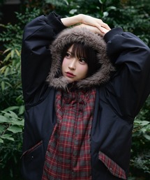 中綿チェックコート / padded check coat