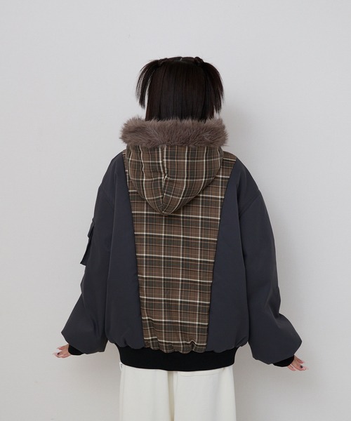 rumnel:(ルムネル)の「中綿チェックコート / padded check coat(ブルゾン・レディース・ベージュ系/レッド系・FREE)」の10枚目の写真