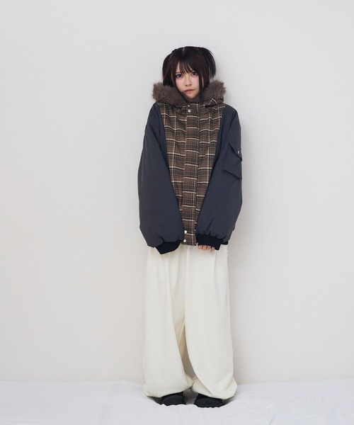rumnel:(ルムネル)の「中綿チェックコート / padded check coat(ブルゾン・レディース・ベージュ系/レッド系・FREE)」の13枚目の写真