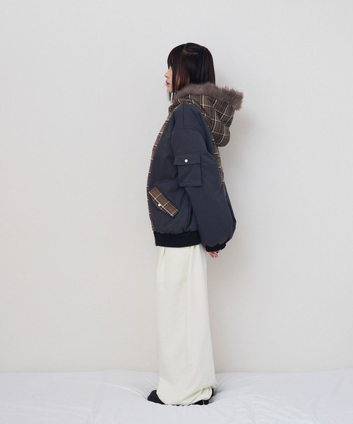 rumnel:(ルムネル)の「中綿チェックコート / padded check coat(ブルゾン・レディース・ベージュ系/レッド系・FREE)」の15枚目の写真