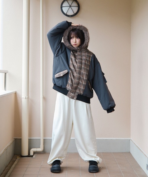 rumnel:(ルムネル)の「中綿チェックコート / padded check coat(ブルゾン・レディース・ベージュ系/レッド系・FREE)」の21枚目の写真
