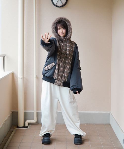 rumnel:(ルムネル)の「中綿チェックコート / padded check coat(ブルゾン・レディース・ベージュ系/レッド系・FREE)」の22枚目の写真