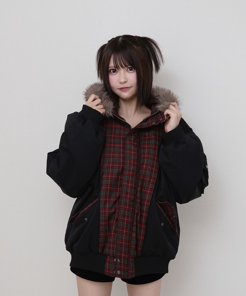 中綿チェックコート / padded check coat（ブルゾン）｜rumnel