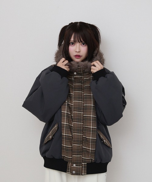 中綿チェックコート / padded check coat（ブルゾン）｜rumnel