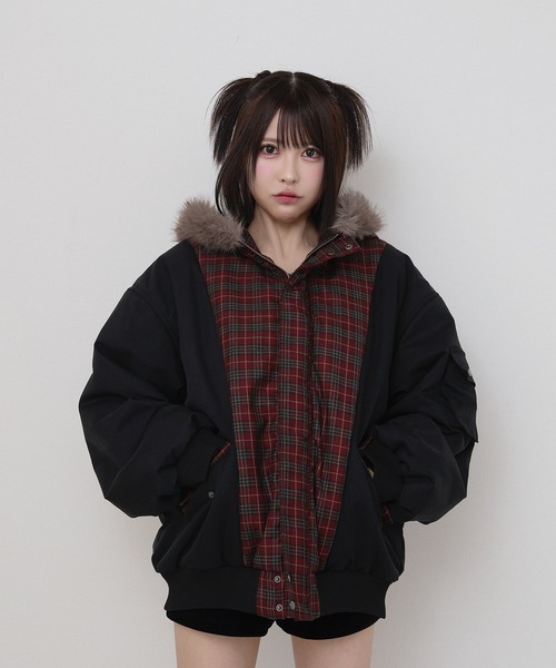 中綿チェックコート / padded check coat（ブルゾン）｜rumnel