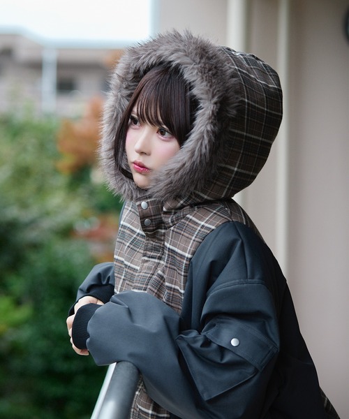 中綿チェックコート / padded check coat（ブルゾン）｜rumnel