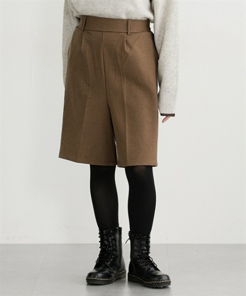 nissen（ニッセン）の「両面起毛オトナハーフパンツ（その他パンツ・レディース・ブラウン系その他/ブラック/アイボリー/ブラック系その他・S/M/L/LL）」の4枚目の写真