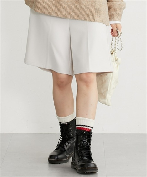 nissen（ニッセン）の「両面起毛オトナハーフパンツ（その他パンツ・レディース・ブラウン系その他/ブラック/アイボリー/ブラック系その他・S/M/L/LL）」の2枚目の写真