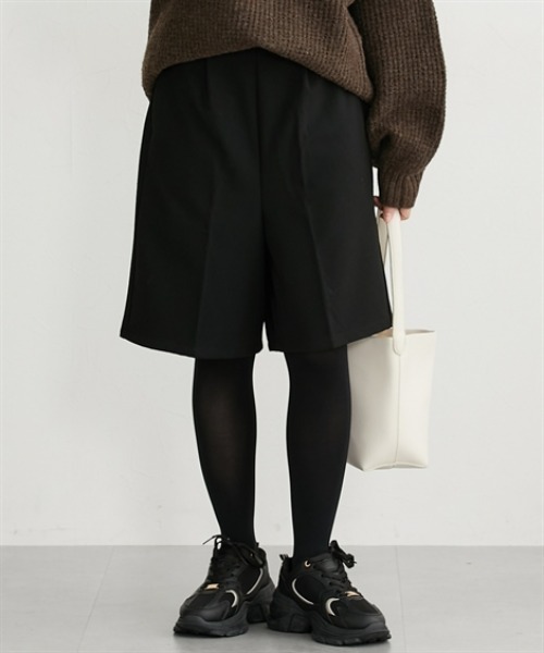 nissen（ニッセン）の「両面起毛オトナハーフパンツ（その他パンツ・レディース・ブラウン系その他/ブラック/アイボリー/ブラック系その他・S/M/L/LL）」の3枚目の写真