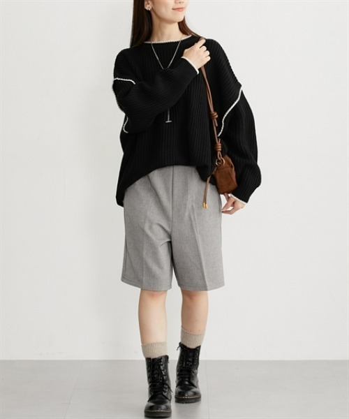 nissen（ニッセン）の「両面起毛オトナハーフパンツ（その他パンツ・レディース・ブラウン系その他/ブラック/アイボリー/ブラック系その他・S/M/L/LL）」の5枚目の写真