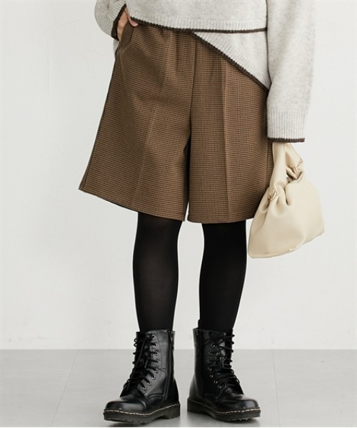 nissen（ニッセン）の「両面起毛オトナハーフパンツ（その他パンツ・レディース・ブラウン系その他/ブラック/アイボリー/ブラック系その他・S/M/L/LL）」の8枚目の写真