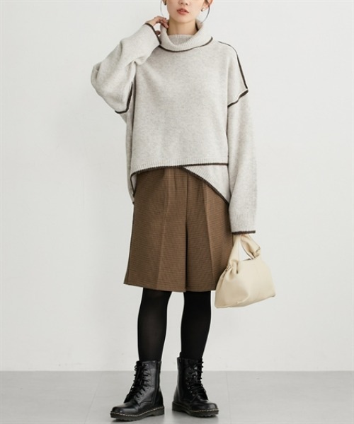 nissen（ニッセン）の「両面起毛オトナハーフパンツ（その他パンツ・レディース・ブラウン系その他/ブラック/アイボリー/ブラック系その他・S/M/L/LL）」の9枚目の写真