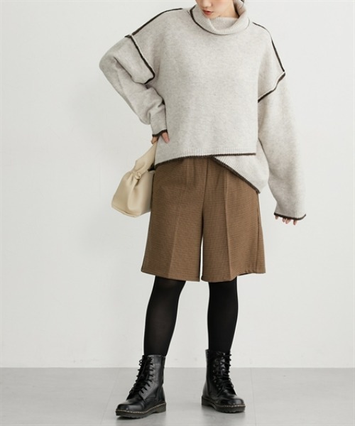 nissen（ニッセン）の「両面起毛オトナハーフパンツ（その他パンツ・レディース・ブラウン系その他/ブラック/アイボリー/ブラック系その他・S/M/L/LL）」の11枚目の写真