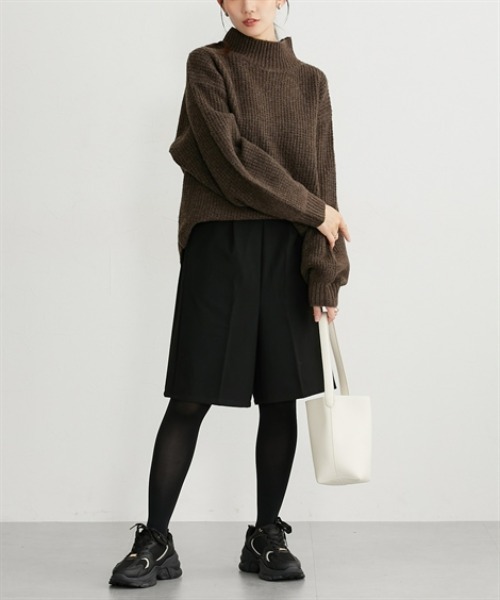 nissen（ニッセン）の「両面起毛オトナハーフパンツ（その他パンツ・レディース・ブラウン系その他/ブラック/アイボリー/ブラック系その他・S/M/L/LL）」の16枚目の写真