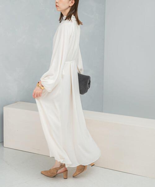 セール】ハイネックギャザーサテンドレス（ワンピース）｜URBAN