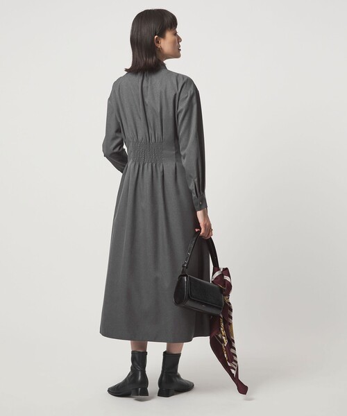 green label relaxing（グリーンレーベルリラクシング）の「ウールライク バンドカラータック ワンピース（ワンピース・レディース・グレー系/ナチュラル/その他1/モカ・FREE）」の7枚目の写真