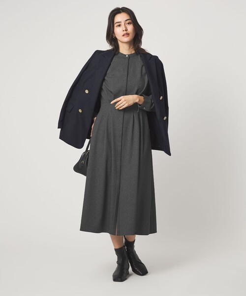 green label relaxing（グリーンレーベルリラクシング）の「ウールライク バンドカラータック ワンピース（ワンピース・レディース・グレー系/ナチュラル/その他1/モカ・FREE）」の12枚目の写真