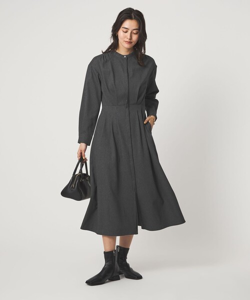 green label relaxing（グリーンレーベルリラクシング）の「ウールライク バンドカラータック ワンピース（ワンピース・レディース・グレー系/ナチュラル/その他1/モカ・FREE）」の13枚目の写真