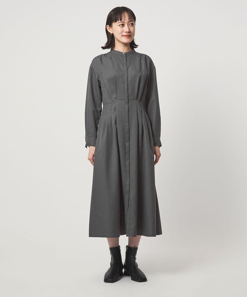 green label relaxing（グリーンレーベルリラクシング）の「ウールライク バンドカラータック ワンピース（ワンピース・レディース・グレー系/ナチュラル/その他1/モカ・FREE）」の14枚目の写真