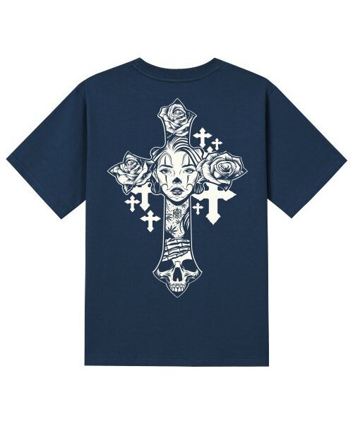 KAN6312(カン6312)の「KTN0024 チカノクロス 半袖Tシャツ - ネイビー(Tシャツ/カットソー・メンズ・その他・LARGE/MEDIUM/SMALL/X-LARGE)」の1枚目の写真
