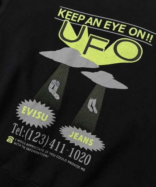 STYLISE（スタイライズ）の「【EVISU】EVISU UFO SWEATAHIRT / ブラック [2EAEJM5SW6017RXCT]（スウェット・メンズ・ブラック・LL/L/M/S）」の4枚目の写真