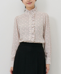 NARACAMICIE（ナラカミーチェ）の「【NARACAMICIE】ドット柄フリル衿長袖ブラウス（シャツ/ブラウス）」