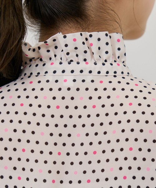 NARACAMICIE(ナラカミーチェ)の「【NARACAMICIE】ドット柄フリル衿長袖ブラウス(シャツ/ブラウス・レディース・ブルー/ピンク・L/M/S)」の7枚目の写真