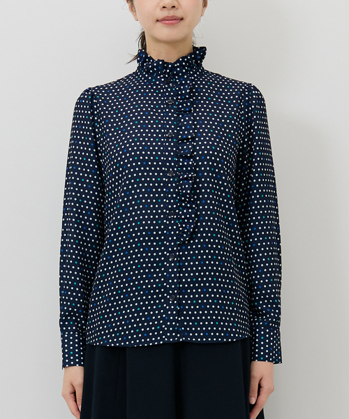 NARACAMICIE(ナラカミーチェ)の「【NARACAMICIE】ドット柄フリル衿長袖ブラウス(シャツ/ブラウス・レディース・ブルー/ピンク・L/M/S)」の13枚目の写真