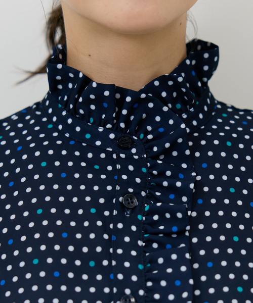 NARACAMICIE(ナラカミーチェ)の「【NARACAMICIE】ドット柄フリル衿長袖ブラウス(シャツ/ブラウス・レディース・ブルー/ピンク・L/M/S)」の16枚目の写真