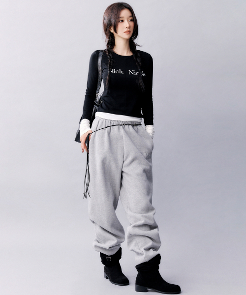 BUTTERFLY WARM COTTON SWEAT PANTS_GRAY