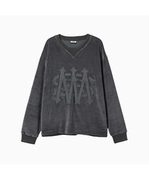 Applique Velour Sweatshirt_Charcoal
