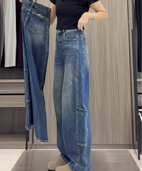 REBALANCE(リバランス)の「レディースワイドレッグパンツ(デニムパンツ・レディース・A・LARGE/MEDIUM/SMALL)」の5枚目の写真